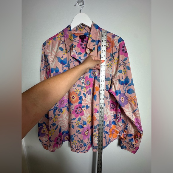 Liberty Art Fabrics for J. Crew Partial Button Down Floral Print Top Size 18 - Picture 15 of 17